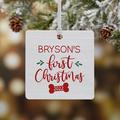 Personalization Mall Dog's 1St Holiday Shaped Ornament Metal in Red | 2.75 H x 2.75 W x 0.5 D in | Wayfair 28464-1M
