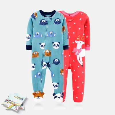 Pyjama en polaire pour nouveau-né garçon et fille combinaison chaude pour bébé pieds liés dessin