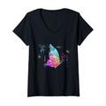 Damen Schmetterling, bunte Aquarell-Silhouette, Schmetterlinge T-Shirt mit V-Ausschnitt