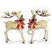 The Holiday Aisle® 2 Piece Iron Reindeer w/ Pinecone Bow Decorative Accent Set Metal in Brown/Red | 47.75 H x 13.25 W x 36 D in | Wayfair