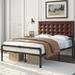 Williston Forge Courtlin Bed Wood & /Upholstered/Faux leather in Brown | 48.5 H x 59 W x 79 D in | Wayfair 53D5F122DA2641FE83D5EB826F480E8D