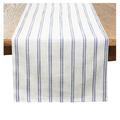 Gracie Oaks Beige-white Modern Striped Linen Blend Table Runner Polyester/Linen in Blue/White | 72 W x 16 D in | Wayfair