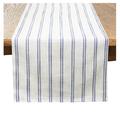 Gracie Oaks Beige-white Modern Striped Linen Blend Table Runner Polyester/Linen in Blue/White/Brown | 54 W x 16 D in | Wayfair