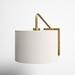 Joss & Main Finley 1 - Light Metal Armed Sconce Metal/Fabric in White/Yellow | 12 H x 10 W x 18.5 D in | Wayfair FF0CAD0792184914AEFD41E0985F704E