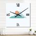 Designart 'Red Moon Over Abstract Blue Mountains II' Modern Large Wall Clock