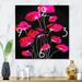Designart 'Abstract Red Flower Detail On Black III' Traditional Large Wall Clock