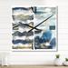 Designart 'Dark Blue and Gold Abstract Waves II' Modern Large Wall Clock