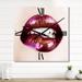 Designart 'Close-Up Of Purple Woman Lips' Modern Metal Wall Clock