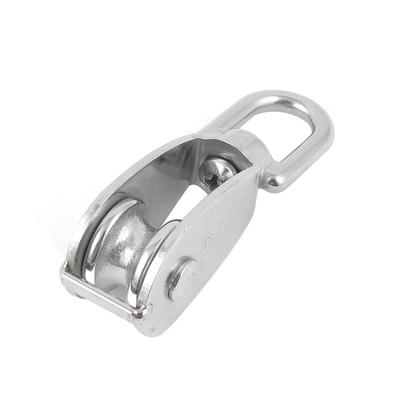 8mm Ropes 20mm Single Sheave Swivel Wire Rope Hoist Pulley Wheel Block 0.075 Ton - Silver Tone