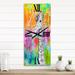 Designart 'White Giraffe Drawing On Bright Rainbow' Children's Art Wall Clock Decor