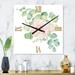 Designart 'Pink Roses Flowers and Eucalyptus Leaves Bouquet' Traditional wall clock