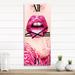 Designart 'Close-Up Of Golden Woman Lips II' Modern Metal Wall Clock