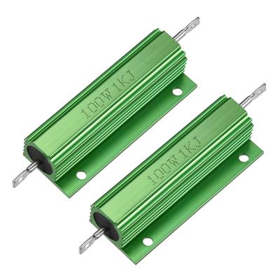 2 Pcs Aluminum Case Resistor 100W 1K Ohm Wirewound for LED Replacement Converter - Green