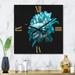 Designart 'Close Up of Pure Blue and White Daisy Flower II' Traditional Metal Wall Clock