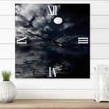 Designart 'Full Moon In Cloudy Night Sky IV' Nautical & Coastal wall clock