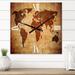 Designart 'Ancient Map of The World XI' Vintage Large Wall Clock