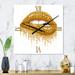 Designart 'Woman Lips With Glitter Gold Sparkles' Modern Large Wall Clock