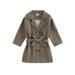 aturustex Toddler Baby Girl Trench Coat Long Sleeve Plaid Print Double Breasted Belted Jacket Lapel Windbreaker Outerwear Children