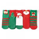 Baywell 5 Packs Infant Toddler Kids Christmas Holiday Winter Warm Socks Ankle Crew Dress Socks For Children Girls Boys 3-5Y