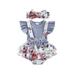 aturustex Newbron Baby Girl s Romper Round Neck Ruffle Sleeve Bowknot Decorated Floral Printed Patchwork Romper + Headband