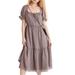 Madewell Dresses | Madewell Square Neck Tiered Midi Dress In Fig, Size Large. New With Tags. | Color: Purple | Size: L