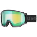 uvex athletic FM - Skibrille für Damen und Herren - vergrößertes, beschlagfreies Sichtfeld - zugfreie Rahmenbelüftung - black matt/green-LGL - one size