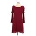 Old Navy Casual Dress - A-Line Boatneck 3/4 sleeves: Burgundy Print Dresses - Women's Size Medium