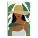 Stupell Industries Smiling Woman Wearing Sun Hat Drifting Leaves - Unframed Graphic Art on MDF in Brown/Green/Yellow | Wayfair ao-312_wd_10x15
