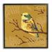 Stupell Industries Small Yellow Bird Perched Wildlife Animal Portrait - Floater Frame Graphic Art on Canvas in Brown/Green/Yellow | Wayfair