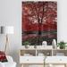 Millwood Pines Red Tree In Central Park Red Tree In Central Park - Photograph on Wood in Black/Brown/Red | 20 H x 12 W x 1 D in | Wayfair