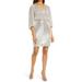 Sequin Balloon Sleeve Cocktail Dress - Natural - Eliza J Dresses