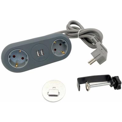 Unitec - Tischsteckdose 2-fach mit 2x usb Steckdosenleiste Verteiler Steckerleiste Image