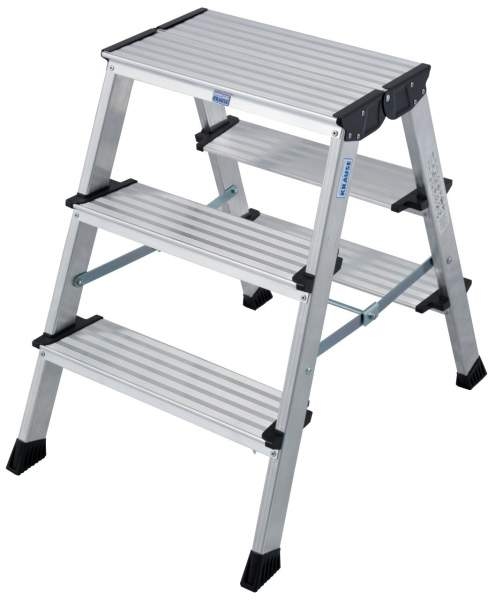 Krause Doppel-Klapptritt Treppo, Aluminium, mit großer, oberer Standfläche, 2 x 3 Stufen, inkl. Plattform Image