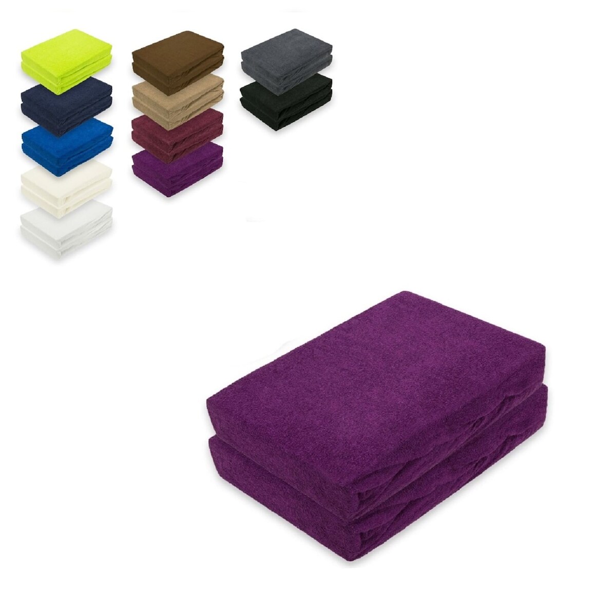 EXKLUSIV HEIMTEXTIL Doppelpack Frottee Spannbettlaken 180 - 200 x 200 cm Lila Image