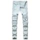 Jeans for Men s Plus Size Capri Trouser Hip-hop Ripped Motorcycle Denim Pant Slim Stretch Leg Pencil Pants