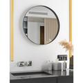 Round Black Mirror Mirror with Brushed Black Frame Wall Mounted Stainless Steel Metal Frame Round Mirror for Bathroom Living Room Bedroom