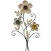 Joveco 32.48â€� Metal and Wooden Tree Wall Art with Tricolor Flowers Tree of Life Rustic Wall Hanging Sculptures Home Decor for Living Room