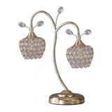 HomeRoots 468762 17 in. Crystal Floral Metal Table Lamp Rose Gold