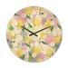 Designart Flowers With Floral Pattern Mid-Century Modern Wood Wall Clock