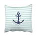 WinHome Square Throw Pillow Covers Nautical Aqua White Stripes Navy Blue Anchor Decorative Pillowcases Polyester 18 X 18 Inch With Hidden Zipper Home Sofa Cushion Decorative Pillowcase