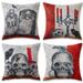 Throw Pillow Covers Halloween Skull 4pcs 18x18 Inch Vintage Mediaeval Style Retro Horror Home Decorative Pillow Case Cotton Linen Spider Crow Candle Cobra Design Cushion Cover (Horror Skull)