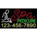 Spa Pedicure with Phone Number LED Neon Sign 20 x 37 - inches Black Square Cut Acrylic Backing with Dimmer - Bright and Premium built indoor LED Neon Sign for Spa interior decor and storefront.