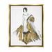 Stupell Industries Fashion Figure Drawing Female Glam Evening Gown Gold Metallic Gold Framed Floating Canvas Wall Art 16x20 by Janet Tava