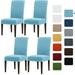 Subrtex Stretch Textured Grain Dining Chair Slipcover (Set of 4 Smoky Blue)