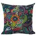 Bohemia Pillow Covers Retro Floral Bohemian Cushion Cover Throw Colorful Double Printed Pillow Case 18 X 18 Inch (No Inserts)