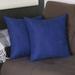 Honey Set of 2 Decorative Throw Pillow Cover Solid Color 16 x 16 Navy Blue Square Pillowcase for Couch Bedding