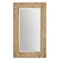 Farmhouse Rectangular Wall Mirror in Light Gray Glaze with Chevron Pattern Solid Wood Frame 43.75 inches W X 74 inches H Bailey Street Home