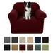 Sanmadrola Couch Cover Water Resistant Stretch Sofa Slipcover Jacquard Furniture Protector for Kids Pets Dog Cat Wine Red Chair