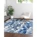 Unique Loom Ocho Blossom Rug Navy Blue/Ivory 10 Square Botanical Modern Perfect For Dining Room Living Room Bed Room Kids Room