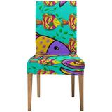 KXMDXA Colorful Fish Stretch Chair Cover Protector Seat Slipcover for Dining Room Hotel Wedding Party Set of 1